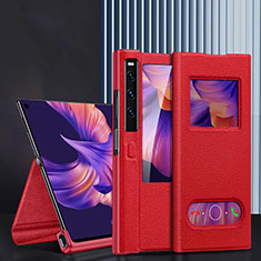 Coque Portefeuille Livre Cuir Etui Clapet DL4 pour Huawei Mate Xs 2 Rouge