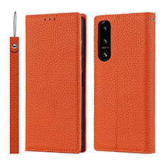 Coque Portefeuille Livre Cuir Etui Clapet DT2 pour Sony Xperia 5 IV Orange