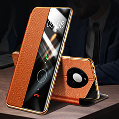 Coque Portefeuille Livre Cuir Etui Clapet F02 pour Huawei Mate 40 Pro Orange