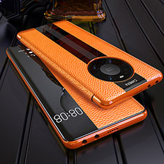 Coque Portefeuille Livre Cuir Etui Clapet F05 pour Huawei Mate 40 Pro Orange