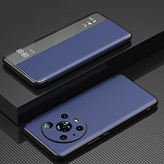Coque Portefeuille Livre Cuir Etui Clapet GS1 pour Huawei Honor Magic4 Pro 5G Bleu