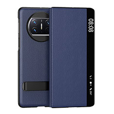 Coque Portefeuille Livre Cuir Etui Clapet GS1 pour Huawei Mate X3 Bleu