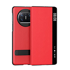 Coque Portefeuille Livre Cuir Etui Clapet GS1 pour Huawei Mate X3 Rouge