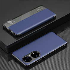 Coque Portefeuille Livre Cuir Etui Clapet GS1 pour Huawei P50 Bleu