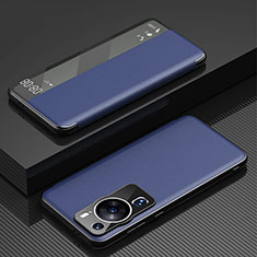 Coque Portefeuille Livre Cuir Etui Clapet GS1 pour Huawei P60 Bleu