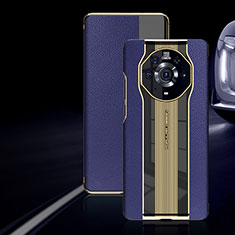 Coque Portefeuille Livre Cuir Etui Clapet GS3 pour Huawei Honor Magic3 Pro 5G Bleu