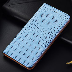 Coque Portefeuille Livre Cuir Etui Clapet H01P pour Samsung Galaxy S21 5G Bleu Ciel