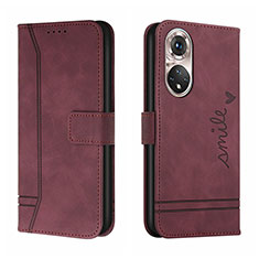 Coque Portefeuille Livre Cuir Etui Clapet H01X pour Huawei P50 Pro Rouge
