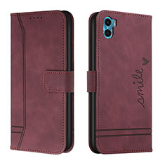 Coque Portefeuille Livre Cuir Etui Clapet H01X pour Motorola Moto E22S Rouge