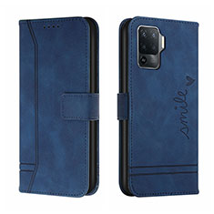 Coque Portefeuille Livre Cuir Etui Clapet H01X pour Oppo Reno5 Lite Bleu