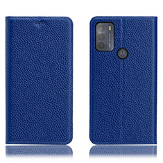 Coque Portefeuille Livre Cuir Etui Clapet H02P pour Motorola Moto G50 Bleu