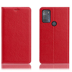 Coque Portefeuille Livre Cuir Etui Clapet H02P pour Motorola Moto G50 Rouge