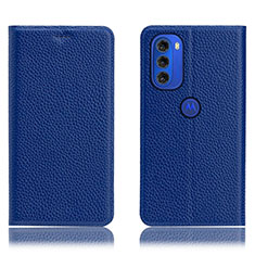 Coque Portefeuille Livre Cuir Etui Clapet H02P pour Motorola Moto G51 5G Bleu