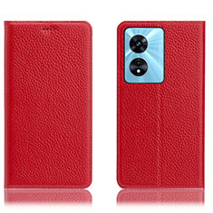 Coque Portefeuille Livre Cuir Etui Clapet H02P pour Oppo A58 5G Rouge