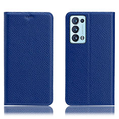 Coque Portefeuille Livre Cuir Etui Clapet H02P pour Oppo Reno6 Pro+ Plus 5G Bleu