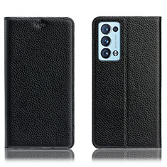 Coque Portefeuille Livre Cuir Etui Clapet H02P pour Oppo Reno6 Pro+ Plus 5G Noir