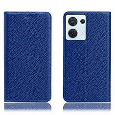 Coque Portefeuille Livre Cuir Etui Clapet H02P pour Oppo Reno8 5G Bleu
