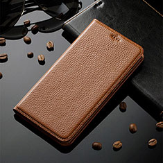 Coque Portefeuille Livre Cuir Etui Clapet H02P pour Samsung Galaxy A90 5G Brun Clair