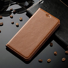 Coque Portefeuille Livre Cuir Etui Clapet H02P pour Samsung Galaxy M01s Brun Clair