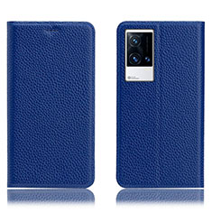 Coque Portefeuille Livre Cuir Etui Clapet H02P pour Vivo iQOO 8 5G Bleu