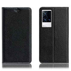 Coque Portefeuille Livre Cuir Etui Clapet H02P pour Vivo iQOO 8 Pro 5G Noir