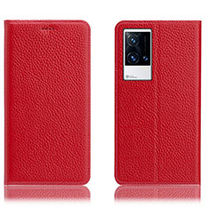 Coque Portefeuille Livre Cuir Etui Clapet H02P pour Vivo iQOO 8 Pro 5G Rouge