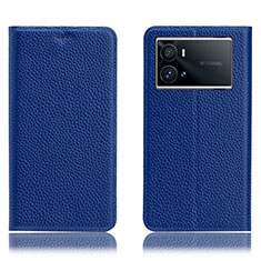 Coque Portefeuille Livre Cuir Etui Clapet H02P pour Vivo iQOO 9 5G Bleu