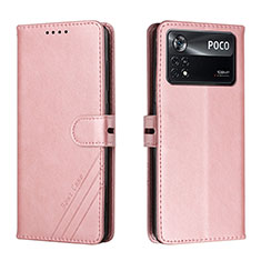 Coque Portefeuille Livre Cuir Etui Clapet H02X pour Xiaomi Poco X4 Pro 5G Or Rose