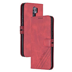 Coque Portefeuille Livre Cuir Etui Clapet H02X pour Xiaomi Redmi 9 Prime India Rouge