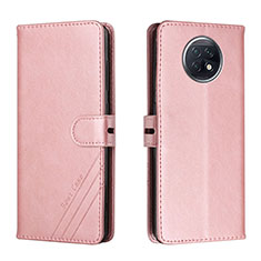Coque Portefeuille Livre Cuir Etui Clapet H02X pour Xiaomi Redmi Note 9T 5G Or Rose