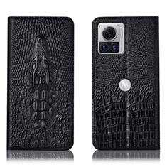 Coque Portefeuille Livre Cuir Etui Clapet H03P pour Motorola Moto Edge X30 Pro 5G Noir