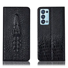 Coque Portefeuille Livre Cuir Etui Clapet H03P pour Oppo Reno6 Pro 5G Noir