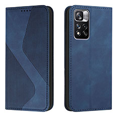 Coque Portefeuille Livre Cuir Etui Clapet H03X pour Xiaomi Poco X4 NFC Bleu