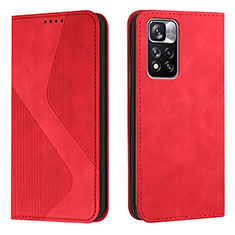 Coque Portefeuille Livre Cuir Etui Clapet H03X pour Xiaomi Poco X4 NFC Rouge