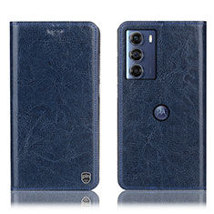 Coque Portefeuille Livre Cuir Etui Clapet H04P pour Motorola Moto G200 5G Bleu