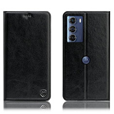 Coque Portefeuille Livre Cuir Etui Clapet H04P pour Motorola Moto G200 5G Noir