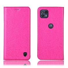 Coque Portefeuille Livre Cuir Etui Clapet H04P pour Motorola Moto G50 5G Rose Rouge