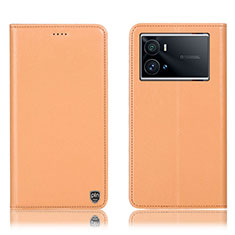 Coque Portefeuille Livre Cuir Etui Clapet H04P pour Vivo iQOO 9 Pro 5G Orange