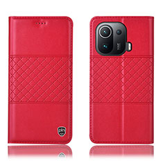 Coque Portefeuille Livre Cuir Etui Clapet H04P pour Xiaomi Mi 11 Pro 5G Rouge