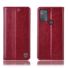 Coque Portefeuille Livre Cuir Etui Clapet H05P pour Motorola Moto G50 Rouge