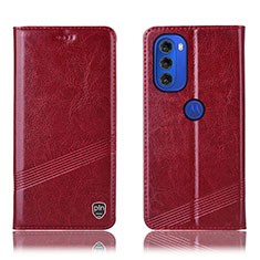 Coque Portefeuille Livre Cuir Etui Clapet H05P pour Motorola Moto G51 5G Rouge