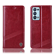 Coque Portefeuille Livre Cuir Etui Clapet H05P pour Oppo Reno6 Pro+ Plus 5G Rouge