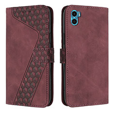 Coque Portefeuille Livre Cuir Etui Clapet H05X pour Motorola Moto E22S Rouge