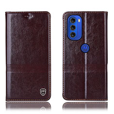 Coque Portefeuille Livre Cuir Etui Clapet H06P pour Motorola Moto G51 5G Marron