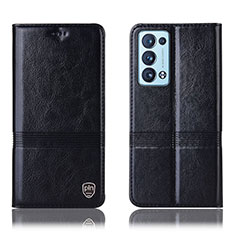 Coque Portefeuille Livre Cuir Etui Clapet H06P pour Oppo Reno6 Pro 5G Noir
