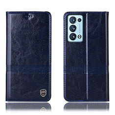 Coque Portefeuille Livre Cuir Etui Clapet H06P pour Oppo Reno6 Pro+ Plus 5G Bleu