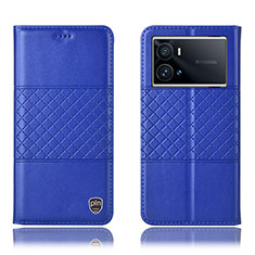 Coque Portefeuille Livre Cuir Etui Clapet H06P pour Vivo iQOO 9 5G Bleu