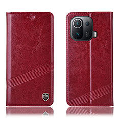 Coque Portefeuille Livre Cuir Etui Clapet H06P pour Xiaomi Mi 11 Pro 5G Rouge