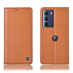 Coque Portefeuille Livre Cuir Etui Clapet H07P pour Motorola Moto G200 5G Orange