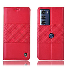 Coque Portefeuille Livre Cuir Etui Clapet H07P pour Motorola Moto G200 5G Rouge